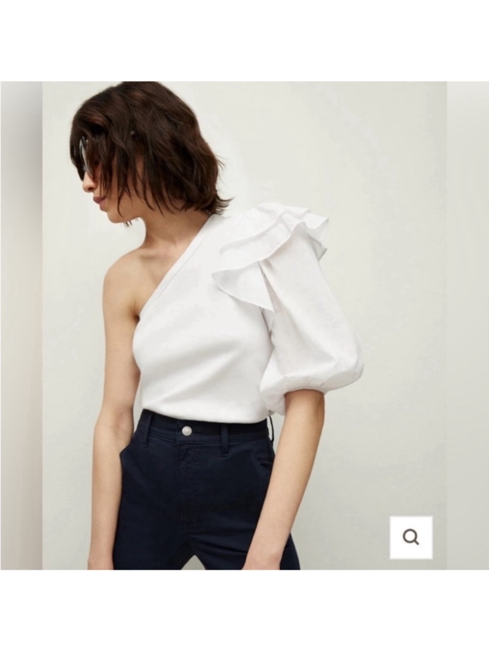 Veronica Beard Diantha white one shoulder top